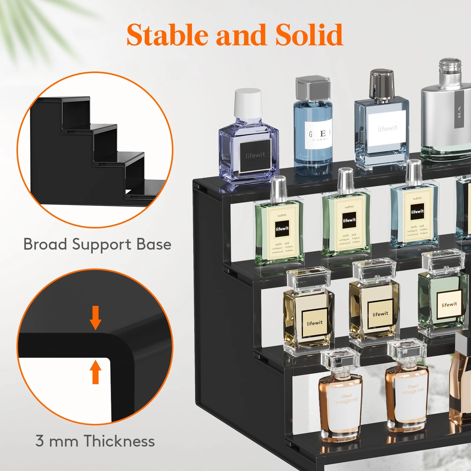 Dark Cologne Stand Step Perfume Organizer Tool-free